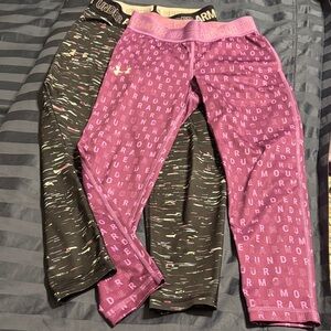 Girls’ Under Armour Kids' Black and Purple Leggings Duo - Youth Medium